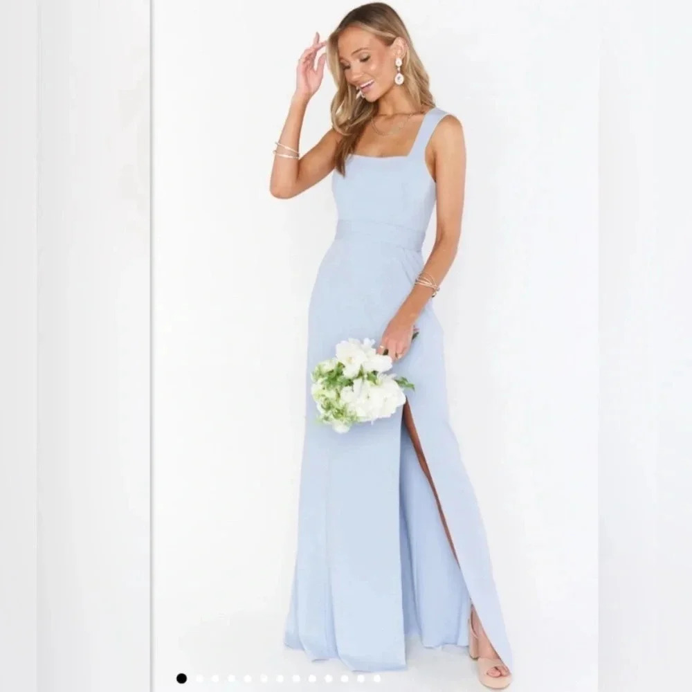 Show Me Your MuMu Paris Gown in Steel Blue Stretch, Size small